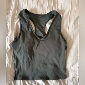 ALO Yoga Olive Green Goddess Ribbed Racerback Tank Top Large